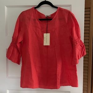 NWT - 100% Linen Coral Blouse - Terzo Millennio - Size M - Made in Italy